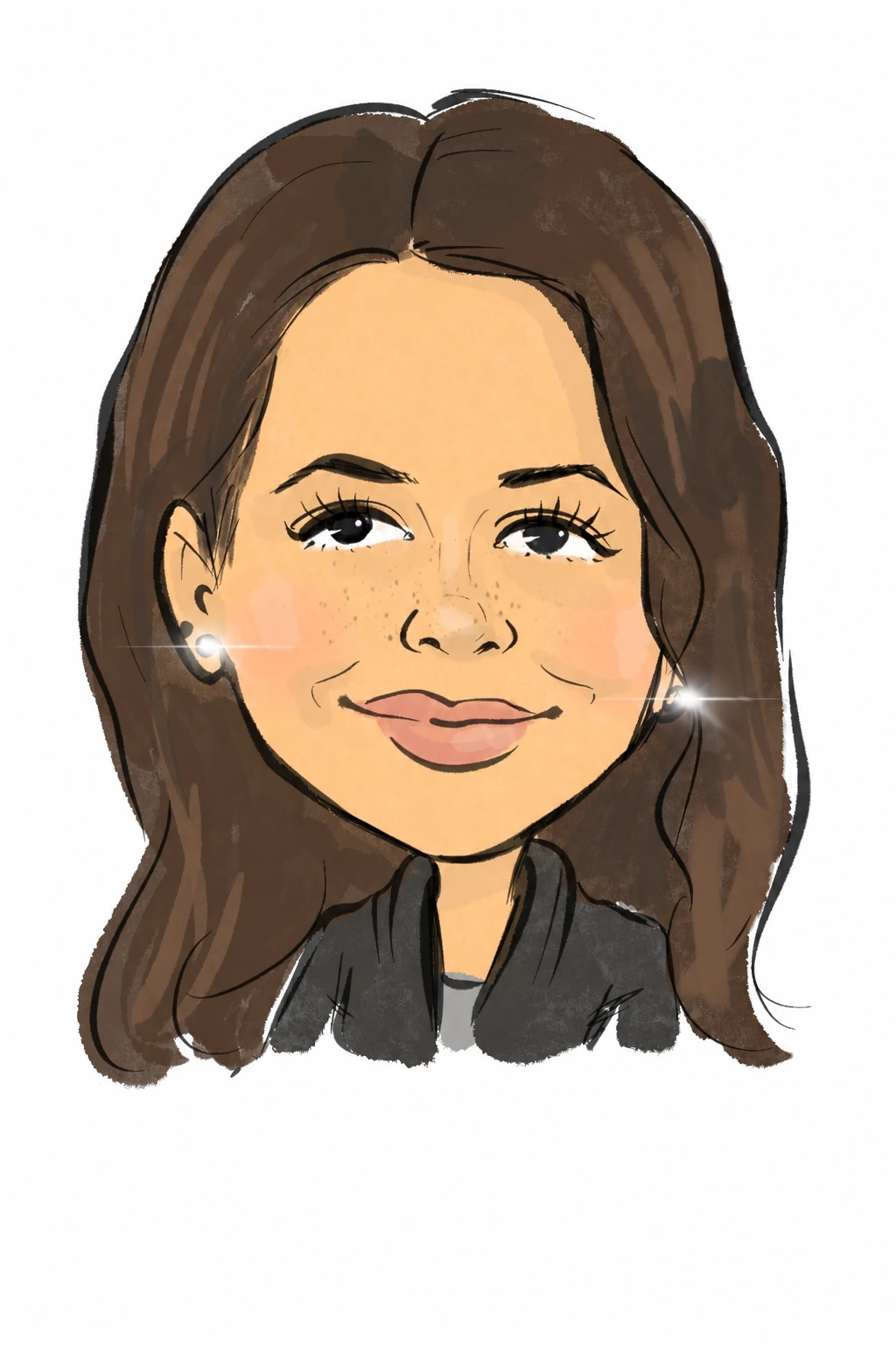 Color digital portrait of a woman with long brown hair
